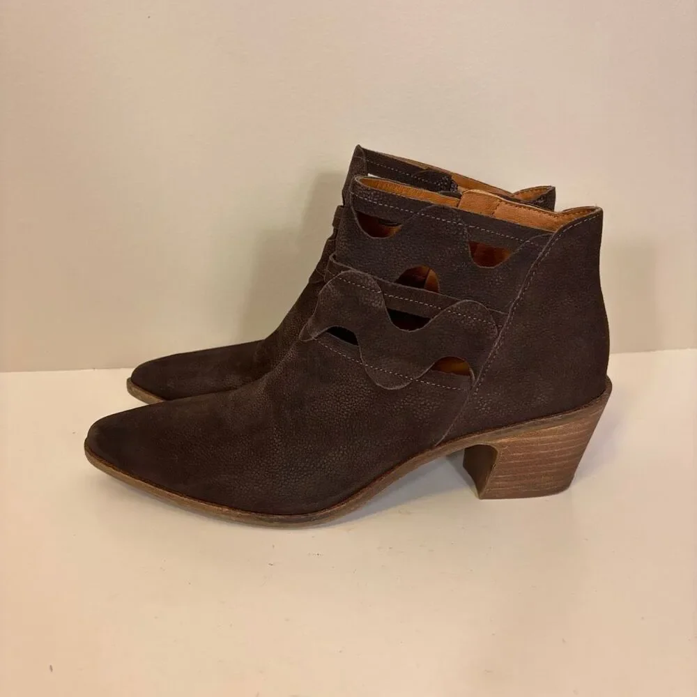 Lucky Brand Brown Faux‎ Leather Cut Out Ankle Booties 7.5
